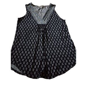 Max Studio Women Top Size XS Blue V-Neck Sleeveless Boho Rayon Spandex